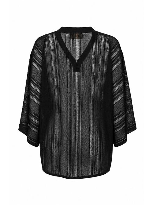 Cardigan kimono in maglia di viscosa Nero ATOMO FACTORY | PE26AFD5503D